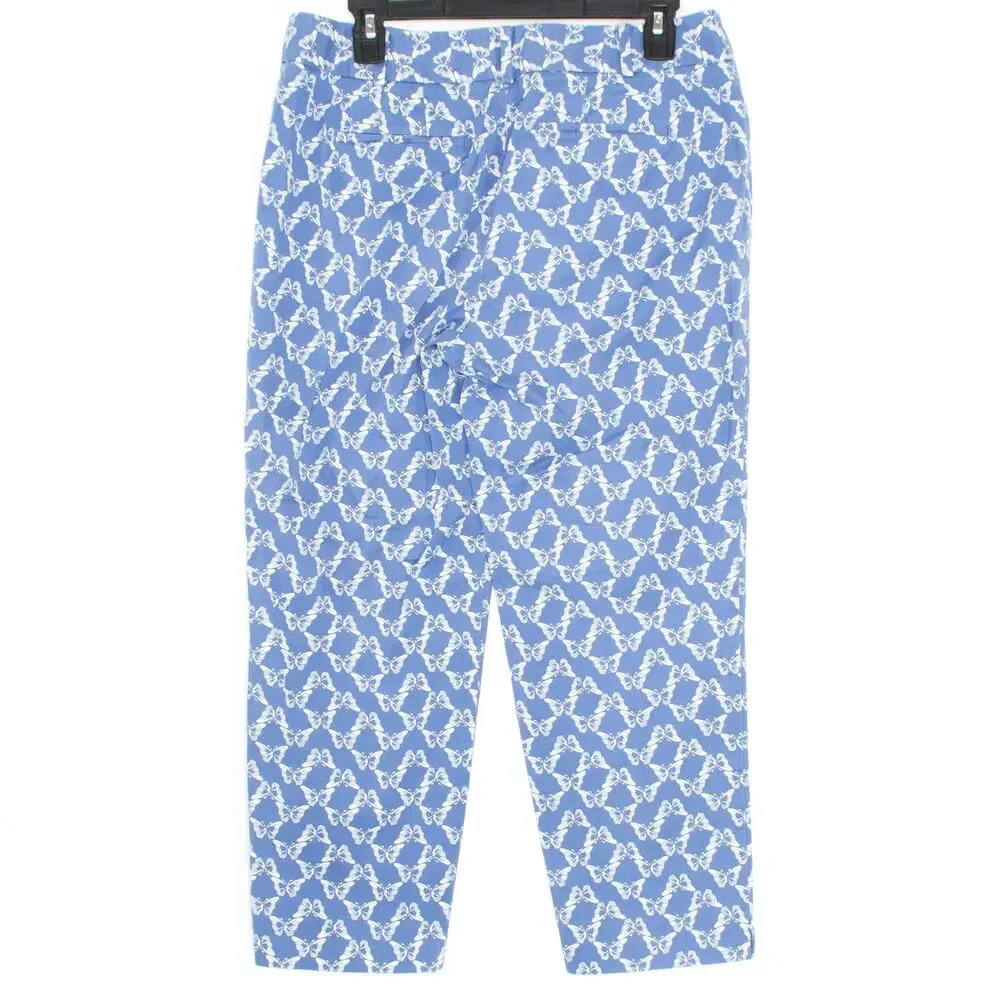 Talbots Butterfly Crop Pants 8 Blue Cottagecore Preppy Coastal Old Money Perfect